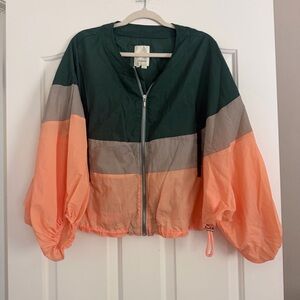 Anthropologie Colorblock Windbreaker Jacket Lightweight Sporty Zip Up Size M